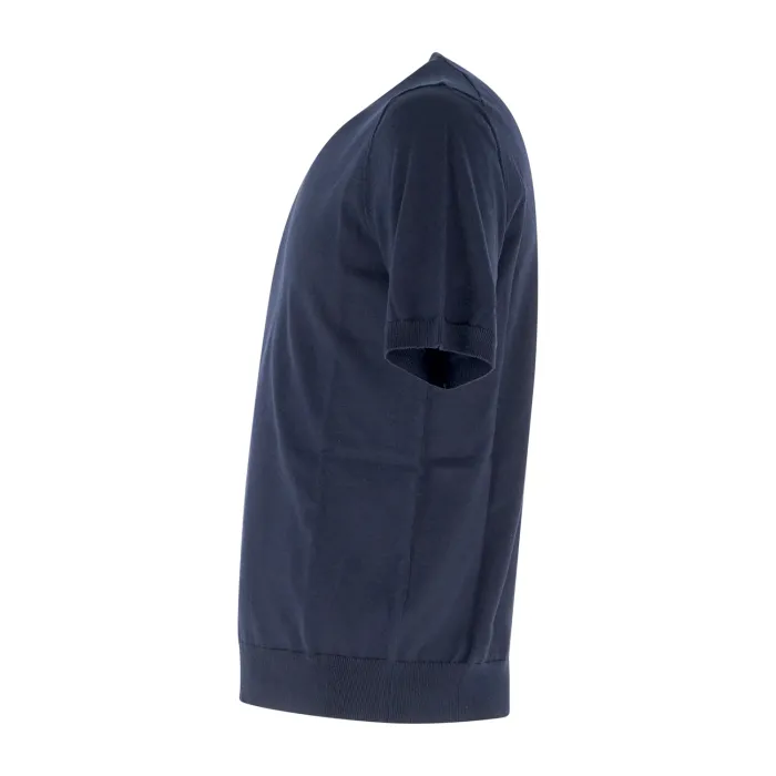 +39 Masq - T-shirt blu manica corta in maglia di cotone per uomo | m425-1002