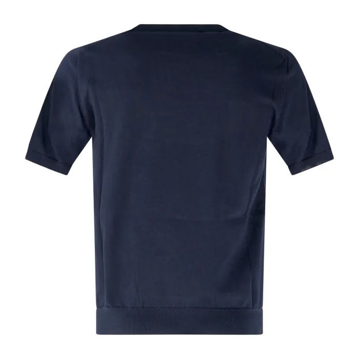 +39 Masq - T-shirt blu manica corta in maglia di cotone per uomo | m425-1002