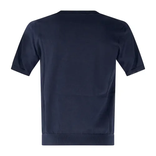 +39 Masq - T-shirt blu manica corta in maglia di cotone per uomo | m425-1002