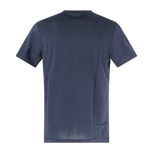 Emporio Armani - T-shirt blu manica corta con patch logo sul petto per uomo |