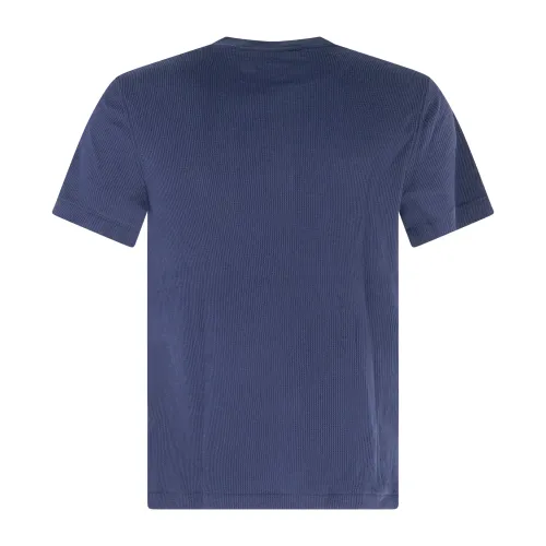 Polo Ralph Lauren - T-shirt blu coreana a coste con logo ricamato sul petto per