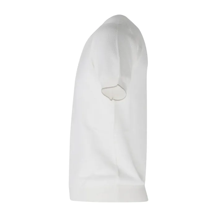 +39 Masq - T-shirt bianca manica corta con lavorazione punto pannocchia di