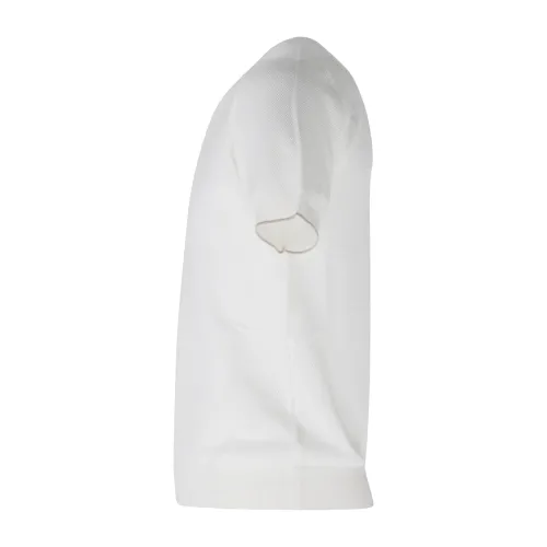 +39 Masq - T-shirt bianca manica corta con lavorazione punto pannocchia di
