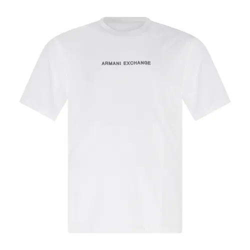 Armani Exchange - T-shirt bianca con stampa logo gommata sul fronte per uomo |