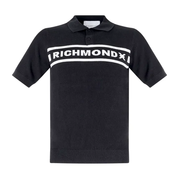 Richmond X - Polo nera Calugar manica corta in maglia di cotone per uomo |