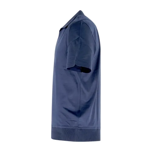 Gran Sasso - Polo blu senza bottoni manica corta in maglia di cotone filo di