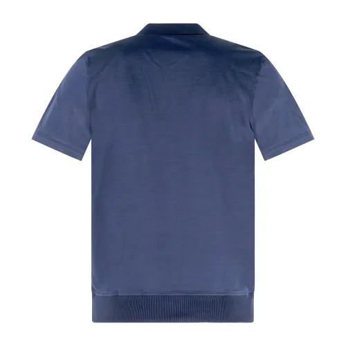 Gran Sasso - Polo blu senza bottoni manica corta in maglia di cotone filo di