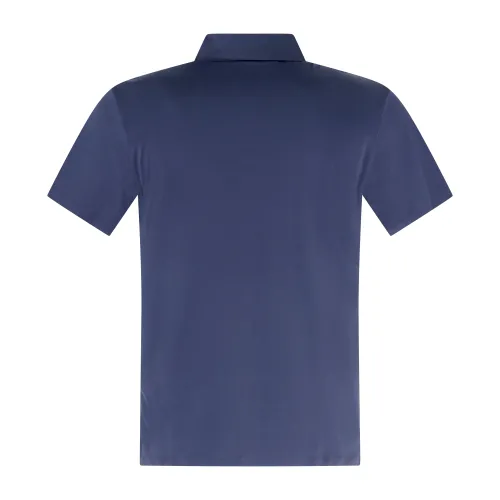 DUNO - Polo blu in tessuto tecnico con logo termosaldato per uomo | turbo olbia