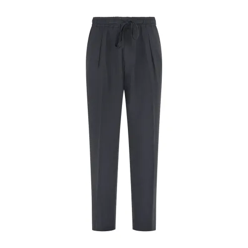 Officina36 - Pantalone nero con pence ed elastico in vita e laccettini per uomo
