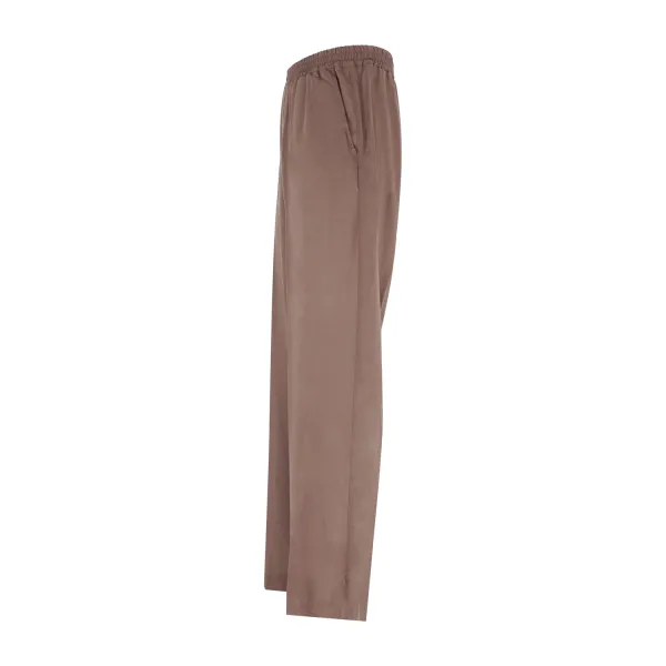 Marsem - Pantalone marrone con girovita elasticizzato in viscosa con fondo a 2