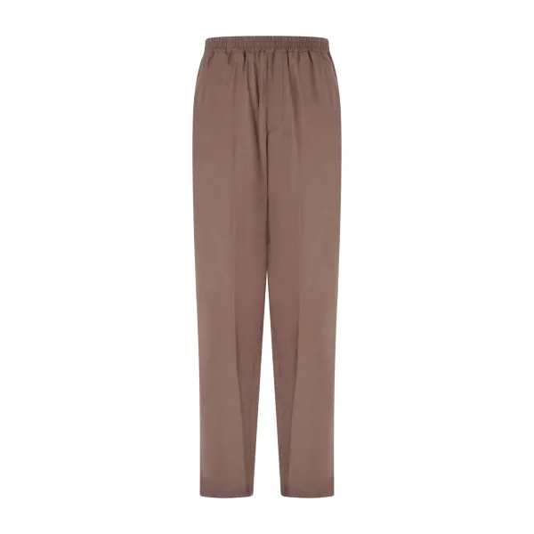 Marsem - Pantalone marrone con girovita elasticizzato in viscosa con fondo a