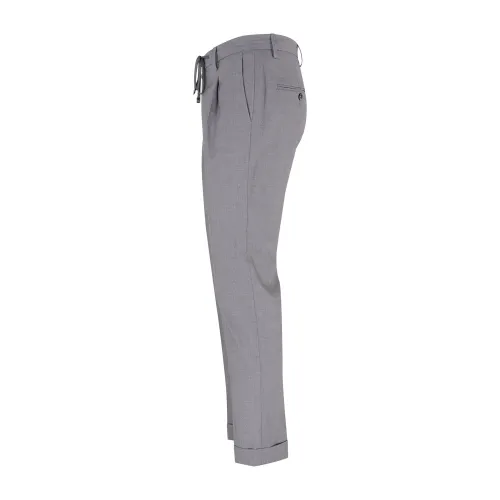 Barbati - Pantalone grigio Gregory in misto lana con pence e coulisse per uomo