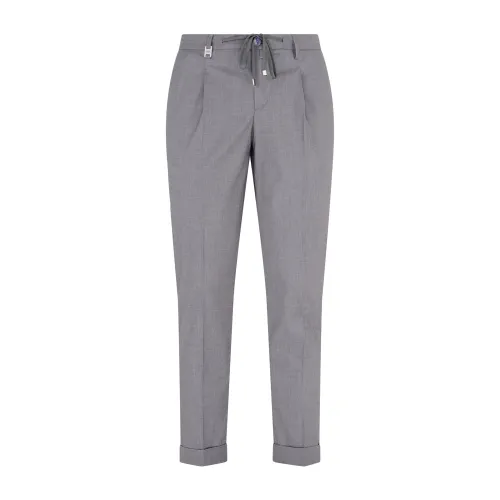 Barbati - Pantalone grigio Gregory in misto lana con pence e coulisse per uomo