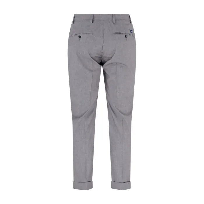Barbati - Pantalone grigio Gregory in misto lana con pence e coulisse per uomo
