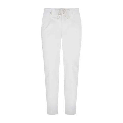 Barbati - Pantalone bianco Gregory in jersey con pence e coulisse per uomo |