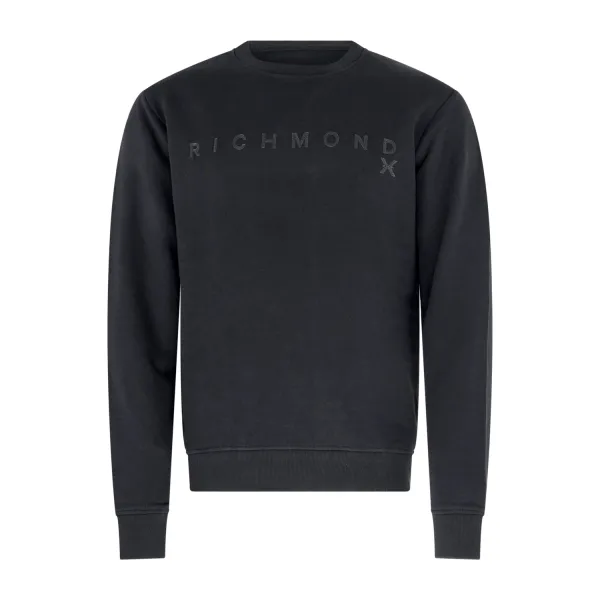 Richmond X - Felpa nera girocollo con stampa logo sul fronte per uomo |