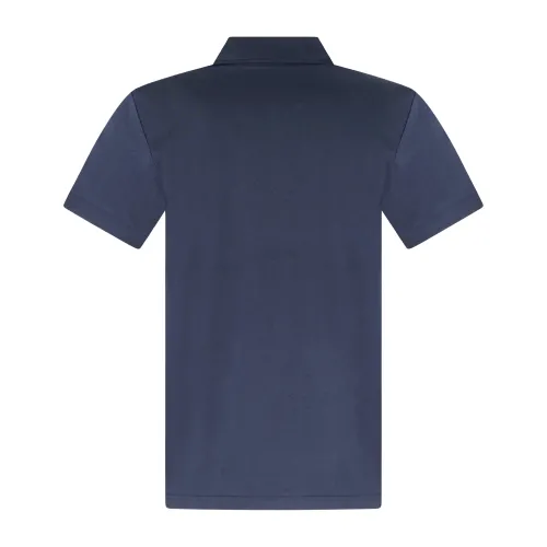 Emporio Armani - Polo blu manica corta effetto liscio con patch logo per uomo |
