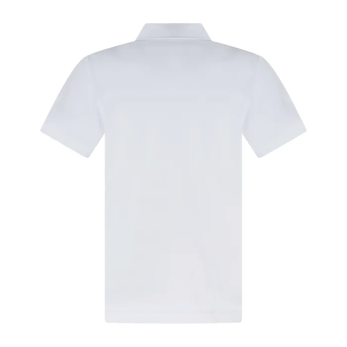 Emporio Armani - Polo bianca manica corta effetto liscio con patch logo per