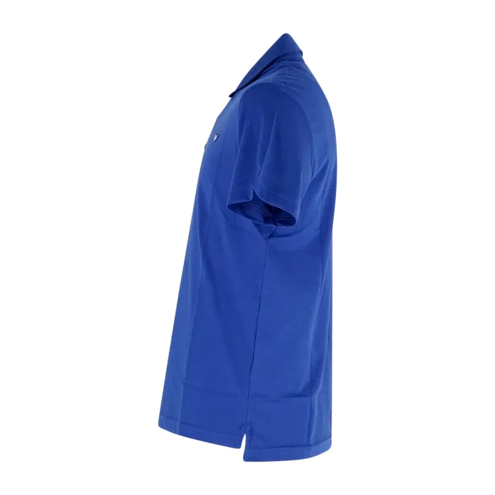 Emporio Armani - Polo azzurra manica corta effetto liscio con patch logo per