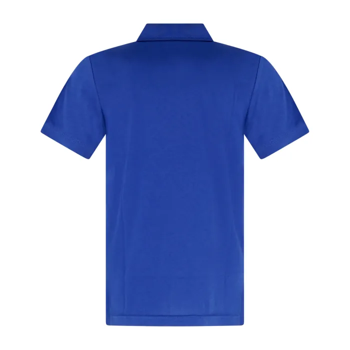 Emporio Armani - Polo azzurra manica corta effetto liscio con patch logo per