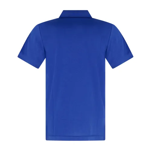 Emporio Armani - Polo azzurra manica corta effetto liscio con patch logo per