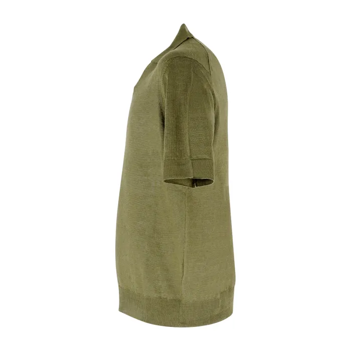 +39 Masq - Polo verde senza bottoni manica corta in lino per uomo | m5425-1041