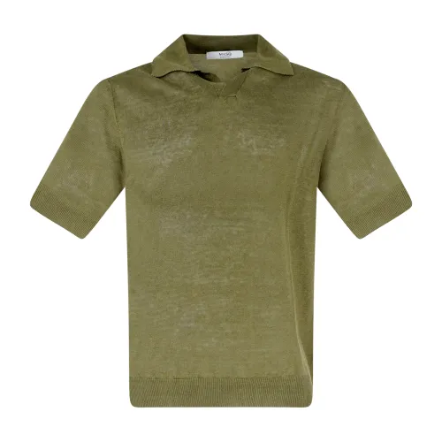 +39 Masq - Polo verde senza bottoni manica corta in lino per uomo | m5425-1041