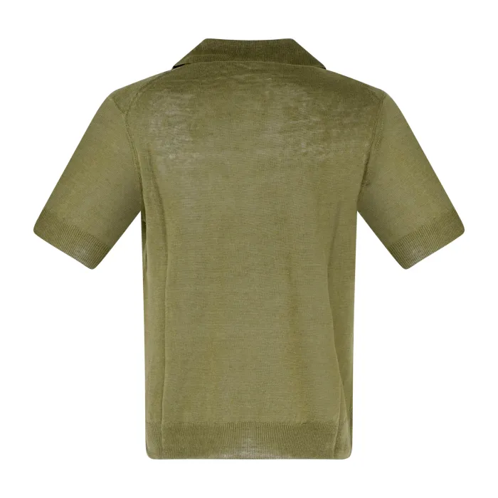 +39 Masq - Polo verde senza bottoni manica corta in lino per uomo | m5425-1041