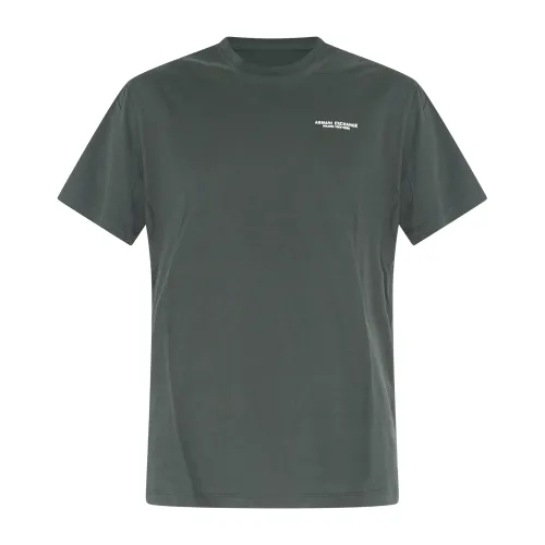 Armani Exchange - T-shirt verde con stampa logo gommato sul petto per uomo |