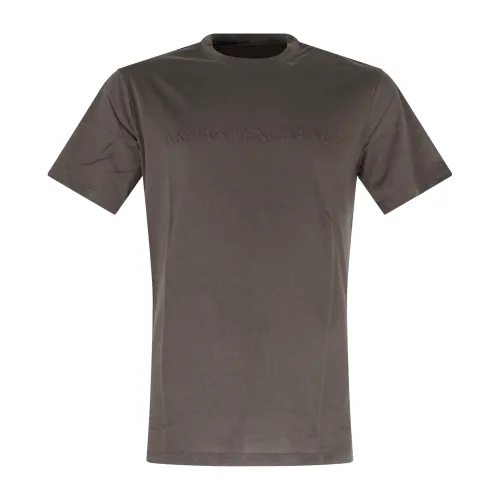 Armani Exchange - T-shirt verde con stampa logo a rilievo sul fronte per uomo |