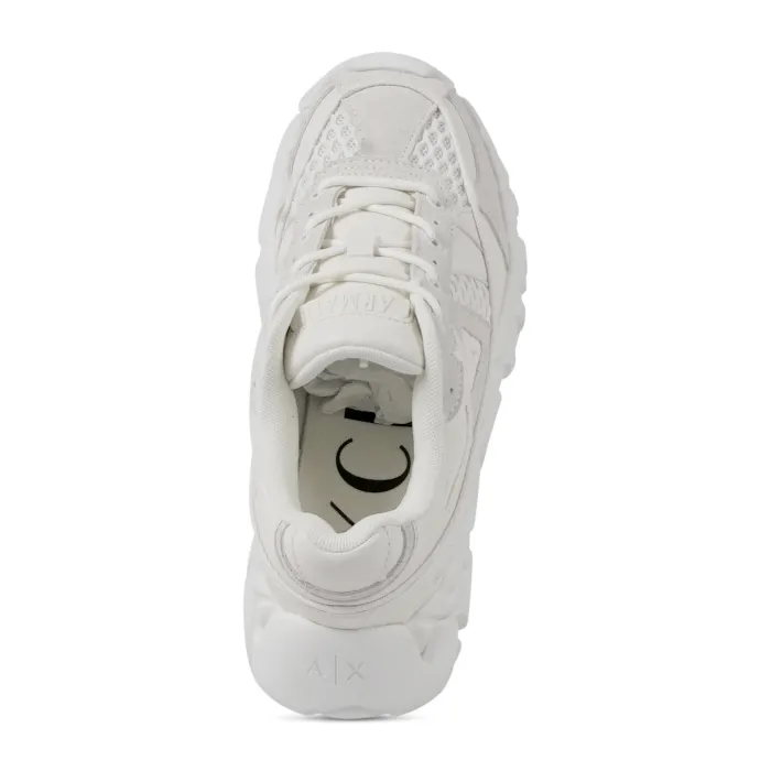 Armani Exchange - Sneakers bianca in ecopelle e tessuto con suola XL per uomo |