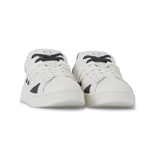 Armani Exchange - Sneakers bianca in ecopelle con stringhe a contrasto per uomo