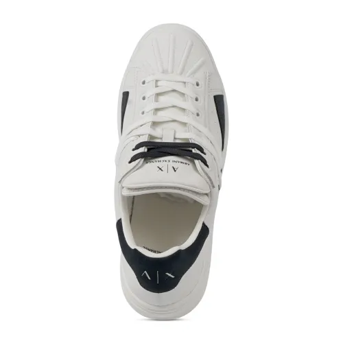 Armani Exchange - Sneakers bianca in ecopelle con stringhe a contrasto per uomo