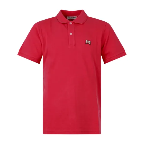 Roy Roger's - Polo rossa manica corta in cotone con patch logo per uomo |