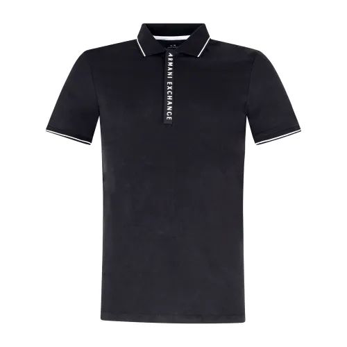 Armani Exchange - Polo nera con stampa logo sul fronte per uomo | 8nzf71 zjh2z