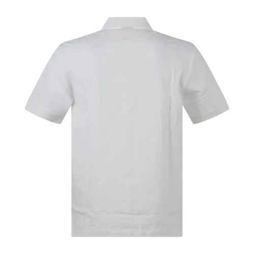 Armani Exchange - Polo bianca maniche corte con logo allover tono su tono