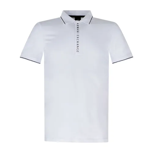 Armani Exchange - Polo bianca con stampa logo sul fronte per uomo | 8nzf71