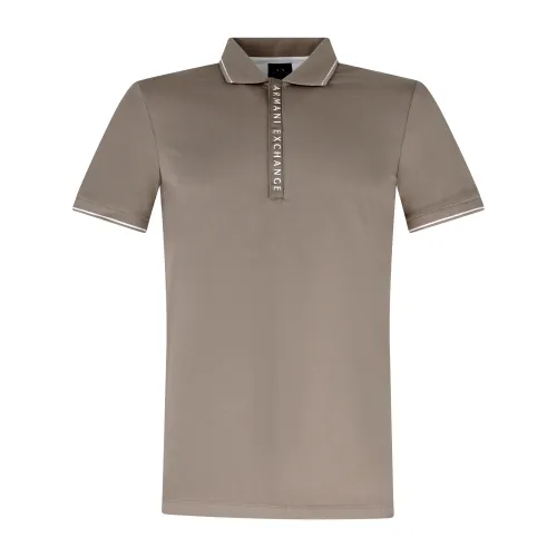Armani Exchange - Polo beige con stampa logo sul fronte per uomo | 8nzf71 zjh2z