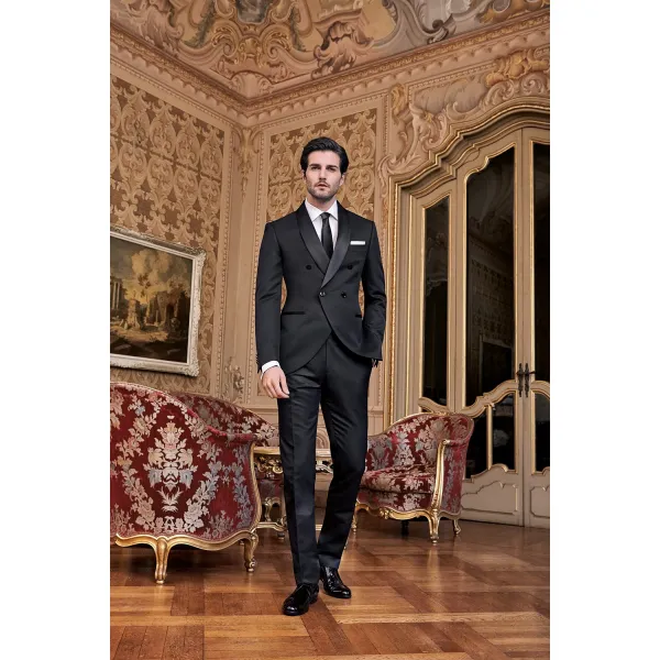 Lubiam 1911 Cerimonia - Abito doppiopetto nero per uomo | 