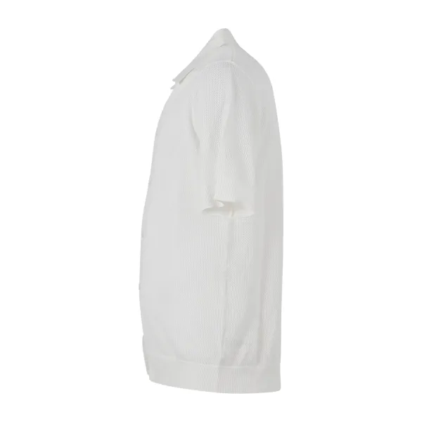 +39 Masq - Camicia bianca manica corta con lavorazione a maglia per uomo | 2