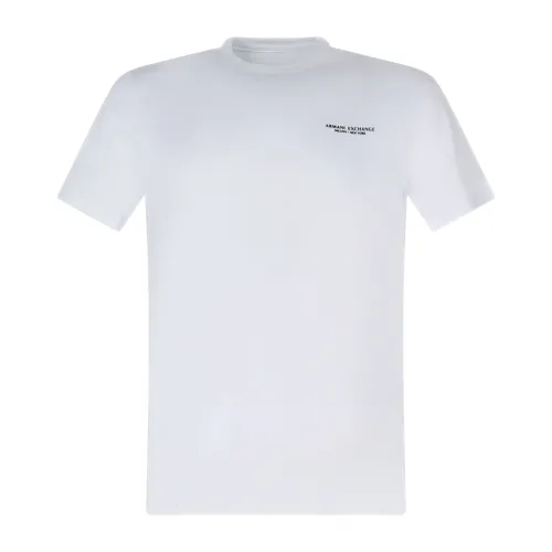 Armani Exchange - T-shirt bianca con stampa logo gommato sul petto per uomo |