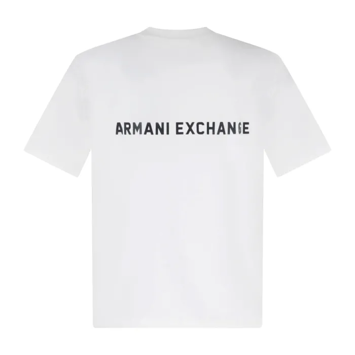 Armani Exchange - T-shirt bianca con stampa logo fronte e retro per uomo |