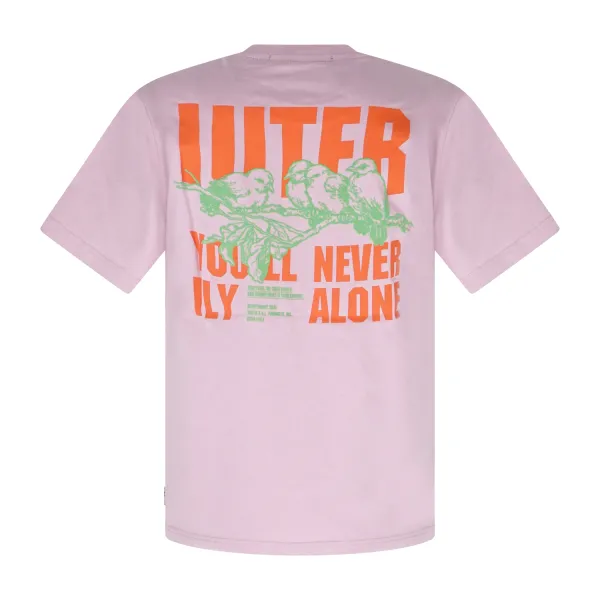 Iuter - T-shirt rosa con stampa logo fronte e retro per uomo | 25sits11 palepink