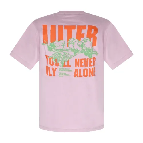 Iuter - T-shirt rosa con stampa logo fronte e retro per uomo | 25sits11 palepink
