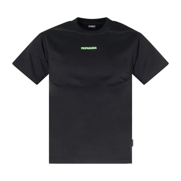 Propaganda - T-shirt nera Ribs Flame manica corta con stampa logo fronte retro 2
