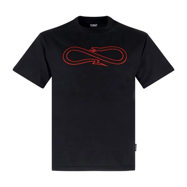 Propaganda - T-shirt nera Monster manica corta con ricamo logo fronte retro per