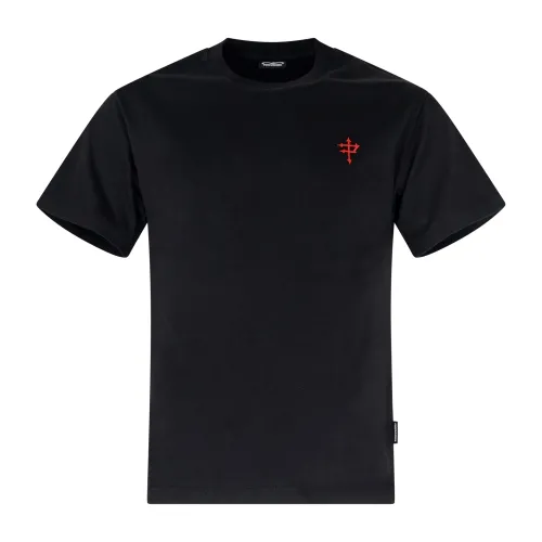 Propaganda - T-shirt nera Matador manica corta con ricamo logo fronte retro per