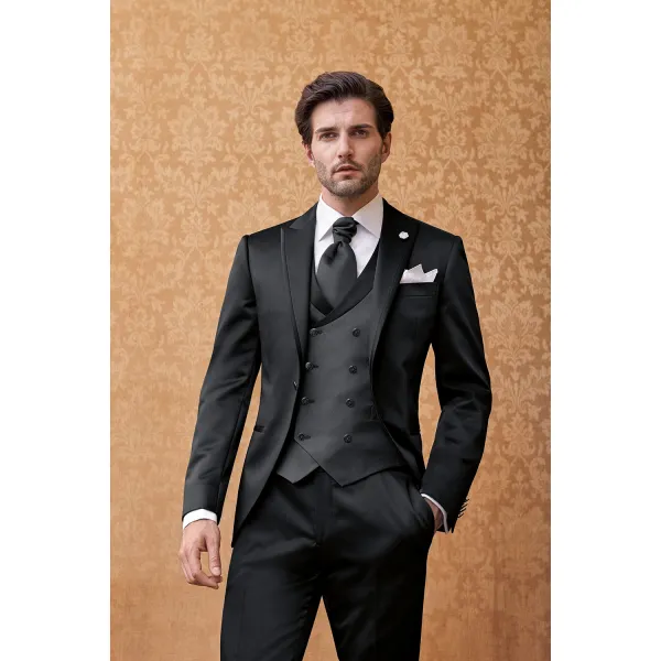 Lubiam 1911 Cerimonia - Abito smoking nero per uomo | 