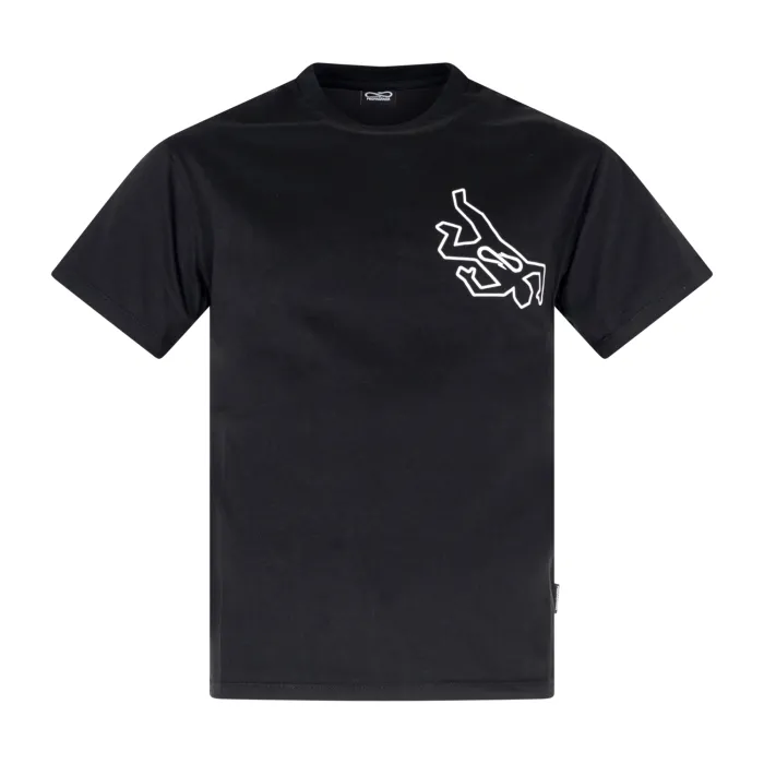 Propaganda - T-shirt nera Local manica corta con stampa logo fronte retro per