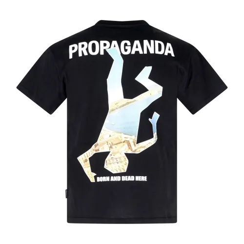 Propaganda - T-shirt nera Local manica corta con stampa logo fronte retro per